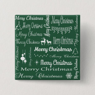 Vrolijk kerstfeest vierkante button 5,1 cm
