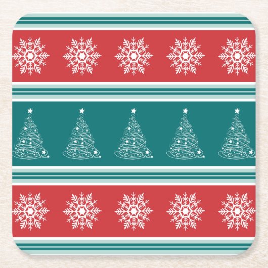 Vrolijk kerstfeest vierkante kartonnen onderzetter (Voorkant)