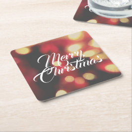 Vrolijk kerstfeest vierkante kartonnen onderzetter