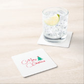 Vrolijk kerstfeest vierkante kartonnen onderzetter (Insitu)