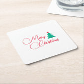 Vrolijk kerstfeest vierkante kartonnen onderzetter (Schuin)