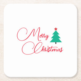 Vrolijk kerstfeest vierkante kartonnen onderzetter