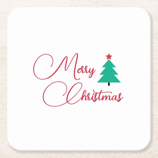 Vrolijk kerstfeest vierkante kartonnen onderzetter (Voorkant)