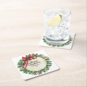 Vrolijk kerstfeest vierkante kartonnen onderzetter (Insitu)