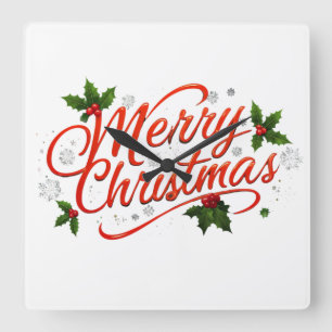 Vrolijk kerstfeest vierkante klok