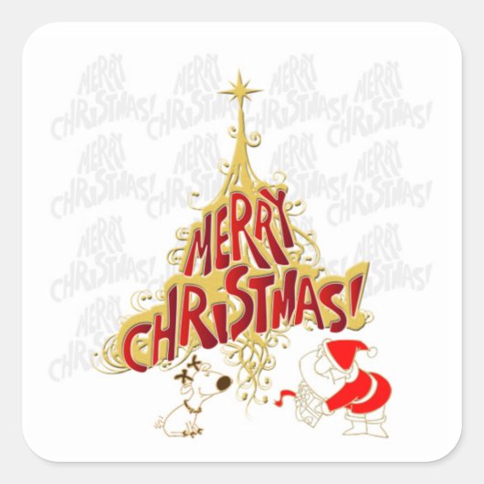 Vrolijk kerstfeest vierkante sticker (Voorkant)