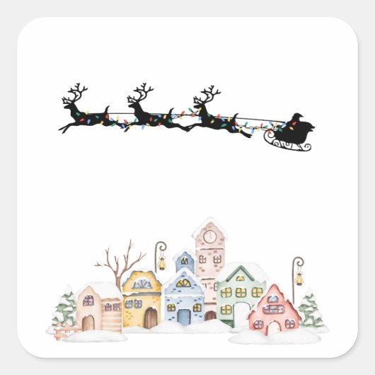 Vrolijk kerstfeest vierkante sticker (Voorkant)