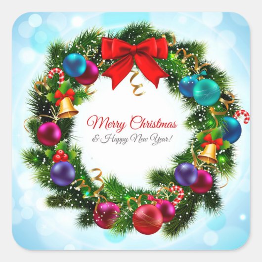 Vrolijk kerstfeest vierkante sticker (Voorkant)