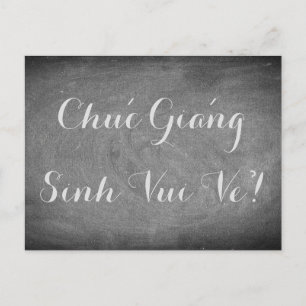 Vrolijk kerstfeest Vietnamese schoolbord typografi Feestdagenkaart