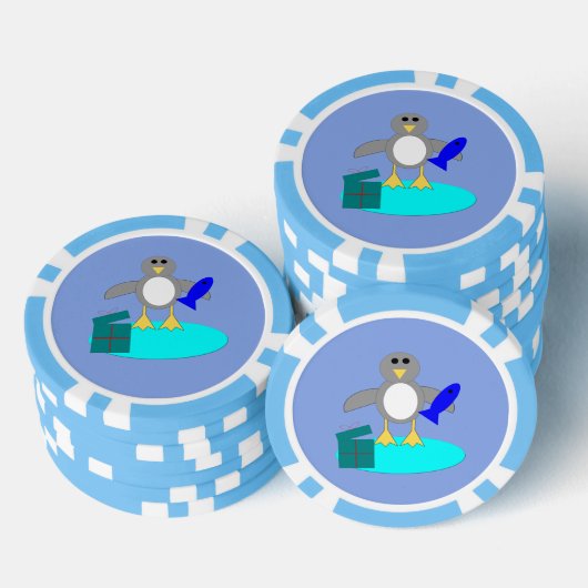 Vrolijk kerstfeest Vissen Penguin Poker Chips (Opstapeling)