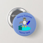Vrolijk kerstfeest Vist Penguin Custom Button (Voorkant /achterkant)