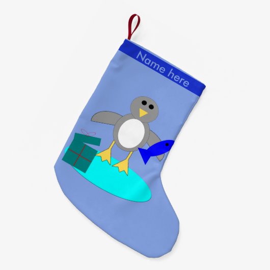 Vrolijk kerstfeest Vist Pinguïn Custom Stocking Kleine Kerstsok (Voorkant (Hangend))