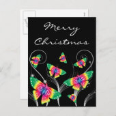 Vrolijk kerstfeest vlinders feestdagenkaart (Voorkant / Achterkant)