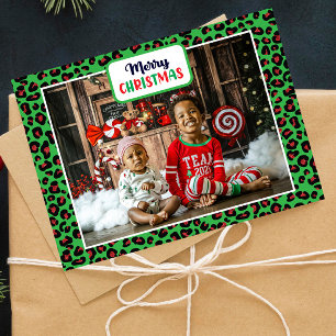 Vrolijk kerstfeest (voeg je eigen foto toe) Leopar Feestdagenkaart
