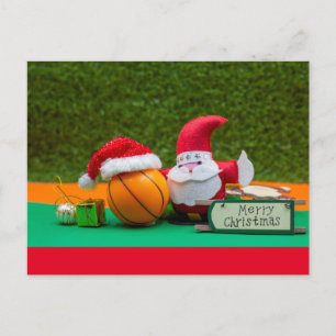 Vrolijk kerstfeest voor basketbalspeler met de ker briefkaart