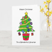 Vrolijk kerstfeest voor een goede bibliothecaris kaart (Gele Bloem)