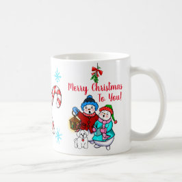 'Vrolijk kerstfeest voor je' Caroling Snowmen Mok