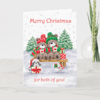 Vrolijk kerstfeest voor jullie beiden, Beer paar Kaart
