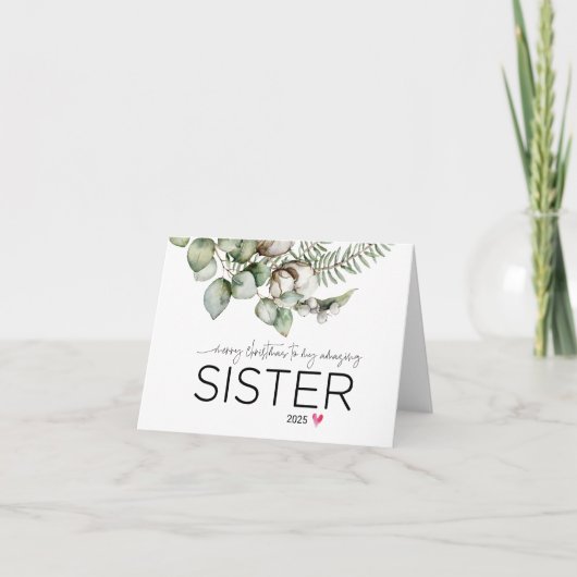 Vrolijk kerstfeest voor mijn zuster Cute Woodland Kaart (Voorkant)