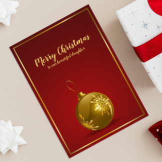 Vrolijk kerstfeest voor onze dochter gouden Orname Bedankkaart