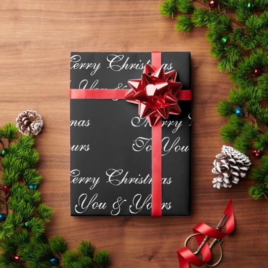 Vrolijk kerstfeest voor u en uw zwart wit cadeaupapier (Feestdagen Geschenken)