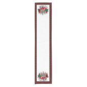 Vrolijk kerstfeest vrachtwagen en bomen korte tafelloper (Voorkant)