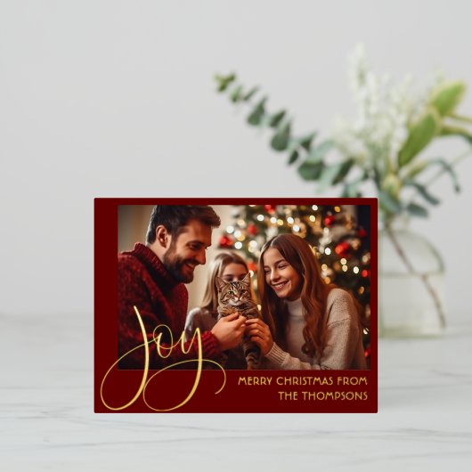 Vrolijk kerstfeest, vreugdebegroeting briefkaart (Staand Voorkant)