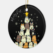 Vrolijk Kerstfeest Vrolijk Kat-Mas Kat Boom Keramisch Ornament (Links)