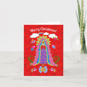 Vrolijk Kerstfeest Vrouwe van Guadalupe Gevouwen N Notitiekaartje