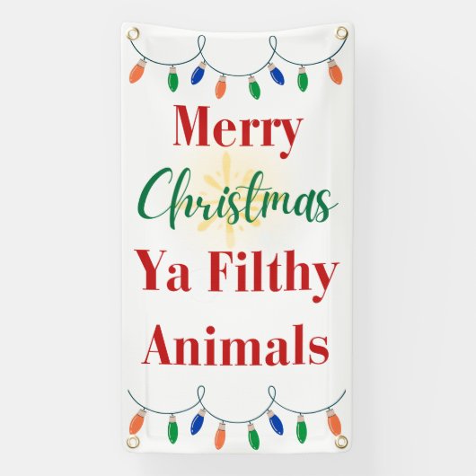 Vrolijk Kerstfeest Vuile Dieren Vakantie Spandoek (Verticaal)