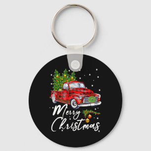Vrolijk kerstfeest Wagon Red Truck Pajama Fam Sleutelhanger