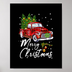 Vrolijk kerstfeest Wagon Red Truck Tree Pajam Poster
