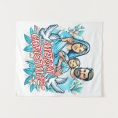 Vrolijk kerstfeest wandkleed (Voorkant (horizontaal))