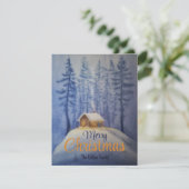 Vrolijk kerstfeest waterverf blauw feestdagenkaart (Staand voorkant)