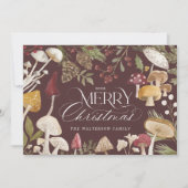 Vrolijk kerstfeest Waterverf bosrijke paddenstoele Feestdagenkaart (Voorkant)
