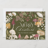 Vrolijk kerstfeest Waterverf bosrijke paddenstoele Feestdagenkaart (Voorkant)