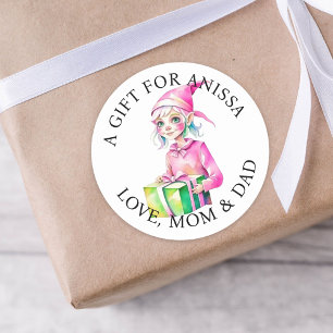 vrolijk kerstfeest    Waterverf Elf Ronde Sticker