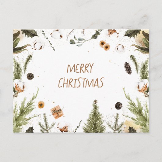 Vrolijk kerstfeest Waterverf Feestdagenkaart (Voorkant)