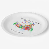 Vrolijk kerstfeest Waterverf Gingerbrood House Cut Papieren Bordje (Gekanteld)
