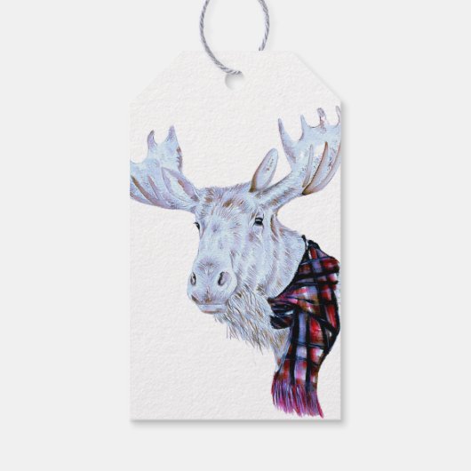 Vrolijk Kerstfeest Waterverf Moose Eenvoudig Moder Cadeaulabel (Achterkant)