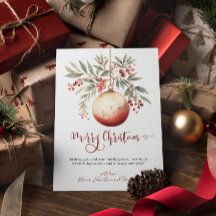 Vrolijk kerstfeest Waterverf Ornament Holly Berry