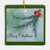 Vrolijk kerstfeest Waterverf Pine Bough Ornament (Voorkant)