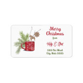 Vrolijk kerstfeest Waterverf Retro Holiday Foliage Etiket (Voorkant)