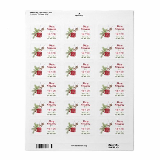 Vrolijk kerstfeest Waterverf Retro Holiday Foliage Etiket (Full Sheet)