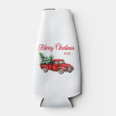 Vrolijk kerstfeest Waterverf  Rode Vrachtdatum Flesjeskoeler (Voorkant)
