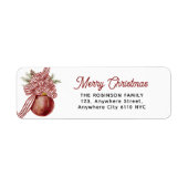 Vrolijk Kerstfeest Waterverf Rood Ornament Etiket (Voorkant)