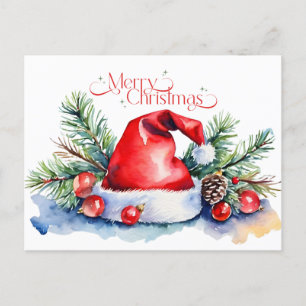Vrolijk Kerstfeest Waterverf Santa's Pet, Ornament Feestdagenkaart