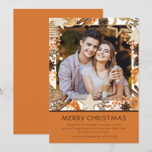 Vrolijk kerstfeest Waterverf Winter Floral Foto (Voorkant / Achterkant)