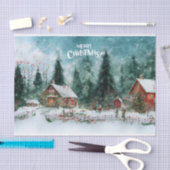 Vrolijk Kerstfeest Waterverf Winterdorp Tissuepapier (Craft)