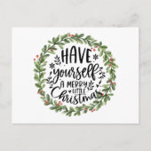 Vrolijk kerstfeest Waterverf Wreate Feestdagenkaart (Voorkant)